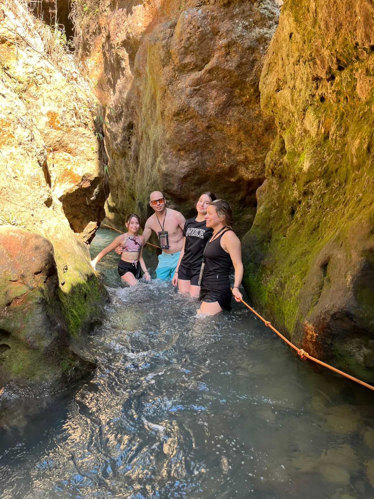 Guided river passage near La Leona Waterfall